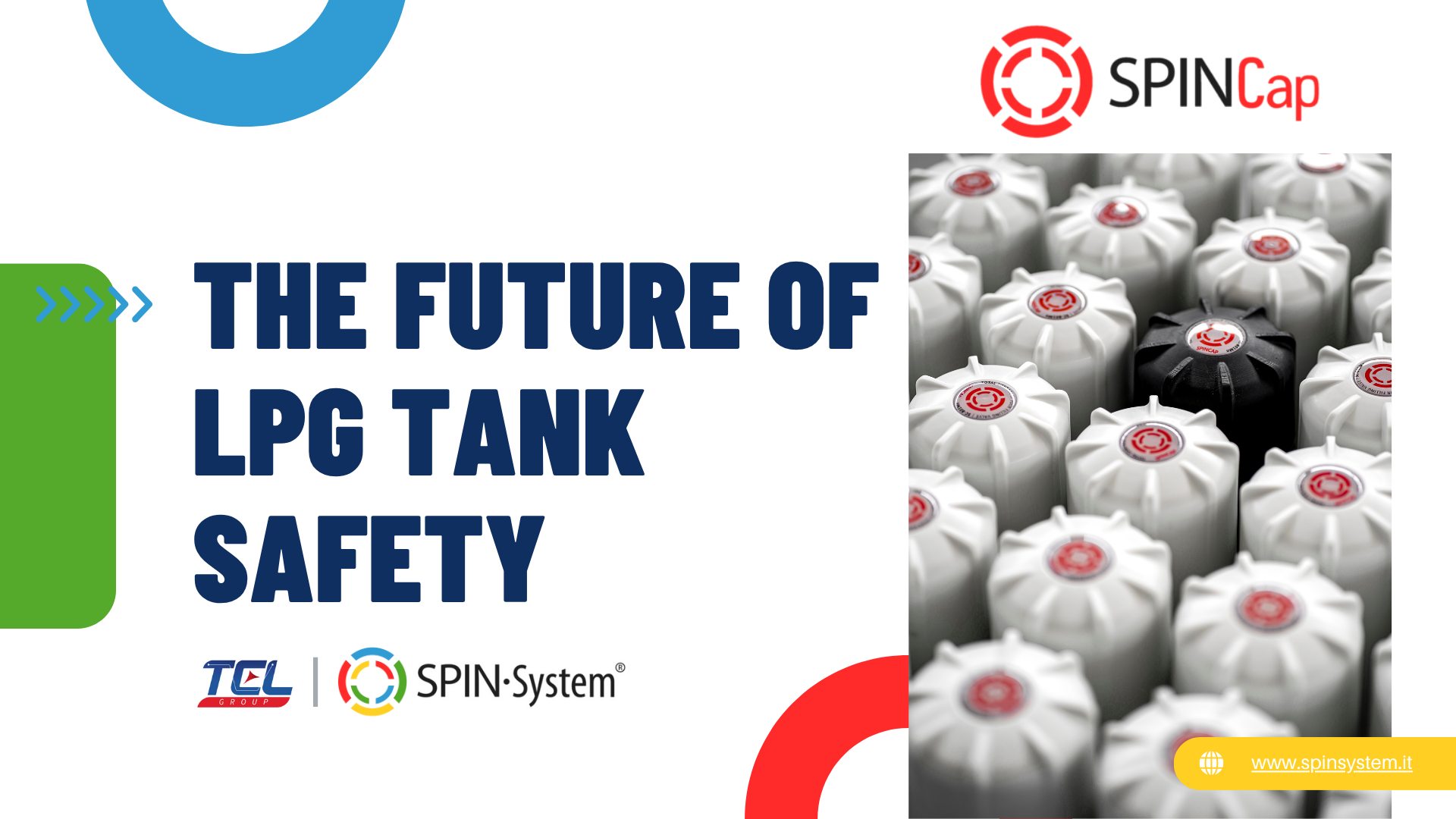 SPINCap technical slide showing digital access control and tank monitoring system
